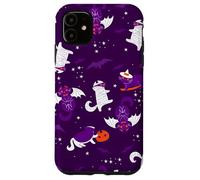 purple halloween cats mummy vampire bat witch gothic spooky Case for iPhone 11