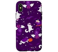 purple halloween cats mummy vampire bat witch gothic spooky Case for iPhone X/XS