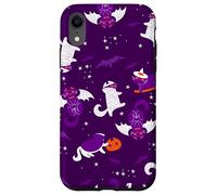 purple halloween cats mummy vampire bat witch gothic spooky Case for iPhone XR