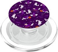purple halloween cats mummy vampire bat witch gothic spooky PopSockets PopGrip for MagSafe