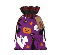 Purple Halloween Horror Print Gift Reusable Bags Festive Drawstring Pouches Versatile Birthday Wedding Favors