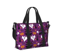 Purple Halloween Horror Print Women Men Travel Hand Bag for Foldable Portable Tote for Weekend Trips Travel