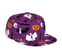 Purple Halloween Horror Unisex Flat Brimmed Baseball Cap Adjustable Snapback Hat, Hip Hop Style for Men Women, Black, One size