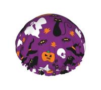 Purple Halloween Horror Women Luxury Shower Cap, Double Layers Protective Elastic, Reusable Adjustable Shower Cap