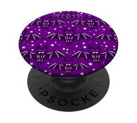 purple halloween vampire bat fangs creepy spooky nocturnal PopSockets Adhesive PopGrip
