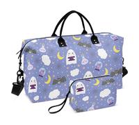 Purple Hallowmas All Saints' Day Pattern Personal Item Travel Bag Weekender/Overnight Duffel Large Gym Bag with Adjustable Strap for Travel Multifunctional