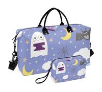 Purple Hallowmas All Saints' Day Pattern Travel Duffel Bags Weekend Bag Gym Bag with Adjustable Strap for Gym 2 Pcs Set, Purple Hallowmas All Saints' Day Pattern, 1 size, Purple Hallowmas All Saints'