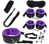 Purple Hand And Foot Yoga Rally Belt Sports Training Accessories Lightweight And Comfortable Leisure Exercise Tool Multi Functional Seven Piece Set Nylon Material