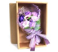 Purple Hand Soap Flower Bouquet - Elegant Gift Set In Box