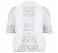 Purple Hanger Curvy Womens New Crochet Front Open Ladies Short Sleeve Knitted Bolero Cropped Cardigan Shrug Top Plus Size White Size 20-22