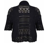 Purple Hanger Curvy Womens New Crochet Front Open Ladies Short Sleeve Knitted Bolero Cropped Cardigan Shrug Top Plus Size Black Size 20-22