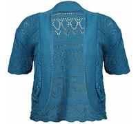 Purple Hanger Curvy Womens New Crochet Front Open Ladies Short Sleeve Knitted Bolero Cropped Cardigan Shrug Top Plus Size Teal Size 20-22