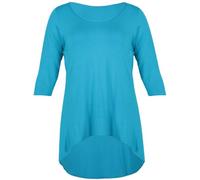 Purple Hanger Curvy Womens Plain 3/4 Three Quarter Sleeve Ladies Round Scoop Neckline Stretch Fishtail Dipped Hemline T-Shirt Top Plus Size Turquoise Size 20-22 (XXL)