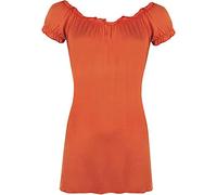 Purple Hanger Ladies New Plain Off Shoulder Boho Womens Elasticated Gathered Long Gypsy Summer Top Rust Size 14