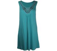 Purple Hanger New Ladies Long Beaded Diamante Sleeveless T-Shirt Tops Womens Scoop Neck Stud Bead Vest Top Plus Size (24-26, Mint)