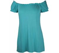 Purple Hanger New Ladies Off Shoulder Gathered T-Shirt Tops Womens Gypsy Boho Ruched Elasticated Stretch Top Plus Size Light Blue Size 20