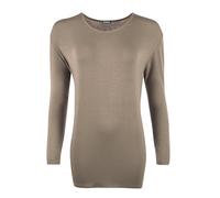 Purple Hanger New Ladies Plain Stretch Fit Long Sleeve Womens T-Shirt Round Neck Basic Top Light Brown Size 12-14