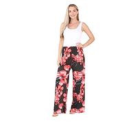 Purple Hanger New Ladies Plus Size Palazzo Trousers Womens Polka Dot Print Plain Baggy Wide Leg Stretch Pants