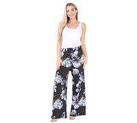 Purple Hanger New Ladies Plus Size Palazzo Trousers Womens Polka Dot Print Plain Baggy Wide Leg Stretch Pants