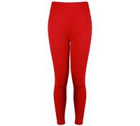 Purple Hanger New Ladies Plus Size Stretch Jersey Leggings Womens Plain Elasticated Trousers Long Pants (32-34, Red)