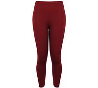 Purple Hanger New Ladies Plus Size Stretch Jersey Leggings Womens Plain Elasticated Trousers Long Pants (8-10, Burgundy)