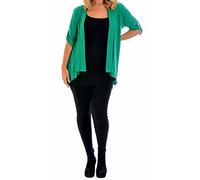Purple Hanger New Ladies Short Sleeve Plus Size Open Waterfall Cardigan Womens Plain Stretch Fit Top Jade Green Size 26-28