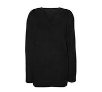 Purple Hanger New Ladies V Neck Cable Knitted Cricket Jumper Womens Stretch Long Sleeve Stripe Top (Plain Black, Numeric_16)