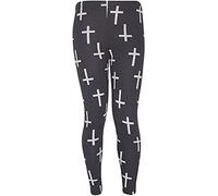 Purple Hanger New Ladies Vertical Stripe Print Elasticated Waist Womens Patterned Long Stretch Fit Leggings (20-22, Black Cross)