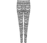 Purple Hanger New Plus Size Womens Elasticated Waist Love Print Leggings Ladies Black White Stretch Fit Pants (12-14, Big Aztec)