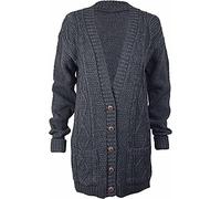Purple Hanger New Women’s Ladies Everyday Long Sleeve Button Top Ladies Chunky Aran Cable Knit Grandad Cardigan Plus Size 8-26 (UK, Numeric, 8, 10, Regular, Regular, Dark Grey)