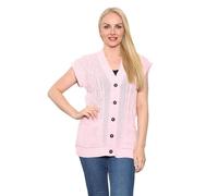 Purple Hanger New Women’s Ladies Long Sleeve Button, Front Pocket Chunky Aran Cable Knit Grandad Cardigan, Sweater Plus Size 8-26 (UK, Numeric, 12, 14, Regular, Regular, Z-Baby Pink)