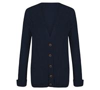 Purple Hanger New Women’s Ladies Long Sleeve Button, Front Pocket Chunky Aran Cable Knit Grandad Cardigan, Sweater Plus Size 8-26 (UK, Numeric, 16, 18, Regular, Regular, Navy)