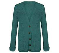 Purple Hanger New Womens Everyday Long Sleeve Button Top Ladies Chunky Aran Cable Knit Grandad Cardigan (14-16, Teal)