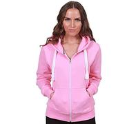 Purple Hanger New Womens Front Zip Up Hoodie Ladies Long Sleeve Plain Sweatshirt Fleece Hoody Hooded Jacket Baby Pink Size 5XL