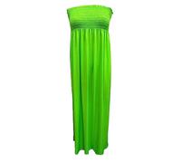 Purple Hanger New Womens Plain Long Strapless Elasticated Shearing Ladies Bandeau Shirred Boob Tube Summer Maxi Dress (as8, Numeric, Numeric_16, Numeric_18, Regular, Regular, Neon Green)