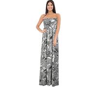 Purple Hanger New Womens Plain Long Strapless Elasticated Shearing Ladies Bandeau Shirred Boob Tube Summer Maxi Dress (20-22, Black Paisley)