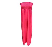 Purple Hanger New Womens Plain Long Strapless Elasticated Shearing Ladies Bandeau Shirred Boob Tube Summer Maxi Dress (as8, Numeric, Numeric_12, Numeric_14, Regular, Regular, Neon Pink)