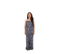 Purple Hanger New Womens Plain Long Strapless Elasticated Shearing Ladies Bandeau Shirred Boob Tube Summer Maxi Dress (20-22, Multi Small Skull)