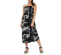 Purple Hanger New Womens Plain Long Strapless Elasticated Shearing Ladies Bandeau Shirred Boob Tube Summer Maxi Dress (16-18, Black Tie Dye)