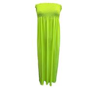 Purple Hanger New Womens Plain Long Strapless Elasticated Shearing Ladies Bandeau Shirred Boob Tube Summer Maxi Dress (as8, Numeric, Numeric_16, Numeric_18, Regular, Regular, Neon Yellow)