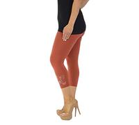 Purple Hanger New Womens Plus Size Butterfly Sequin Ladies Stretch 3/4 Leggings Trousers (12-14, Rust)