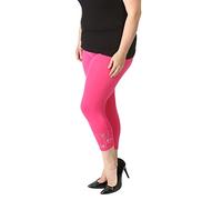 Purple Hanger New Womens Plus Size Butterfly Sequin Ladies Stretch 3/4 Leggings Trousers Cerise Size 24-26