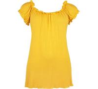 Purple Hanger New Womes Off Shoulder Elasticated Plain Boho Ladies Stretch Fit Long Plus Size Gypsy Top (16, Yellow)