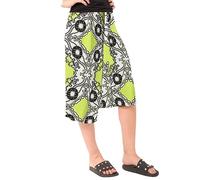Purple Hanger Plus Size Floral Spot Paisley Print Stretch Elasticated Waist Wide Leg Culottes Shorts (20-22, Yellow Chain)