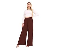 Purple Hanger Wide Leg Palazzo Trousers - Womens Elasticated Loose Fit Brown (Plus Size 8, 20, 22)