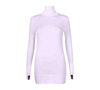 Purple Hanger Womens Long Sleeve Ladies Stretch Thumb Hole Long Tunic Turtle Polo Neck Top Plain Jumper White 8-10