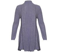 Purple Hanger Womens Long Sleeve Waterfall Ladies Boyfriend Stretch Knitted Front Open Cardigan Sweater Top Plus Size Dark Grey Size 16-18 (M/L)