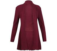 Purple Hanger Womens Long Sleeve Waterfall Ladies Boyfriend Stretch Knitted Front Open Cardigan Sweater Top Plus Size Burgundy Size 16-18 (M/L)