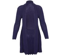 Purple Hanger Womens Long Sleeve Waterfall Ladies Boyfriend Stretch Knitted Front Open Cardigan Sweater Top Plus Size Navy Blue Size 16-18 (M/L)
