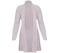 Purple Hanger Womens Long Sleeve Waterfall Ladies Boyfriend Stretch Knitted Front Open Cardigan Sweater Top Plus Size Stone Size 20-22 (L/XL)